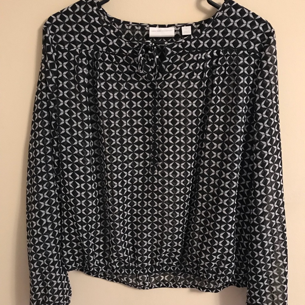 Sheer black and white blouse